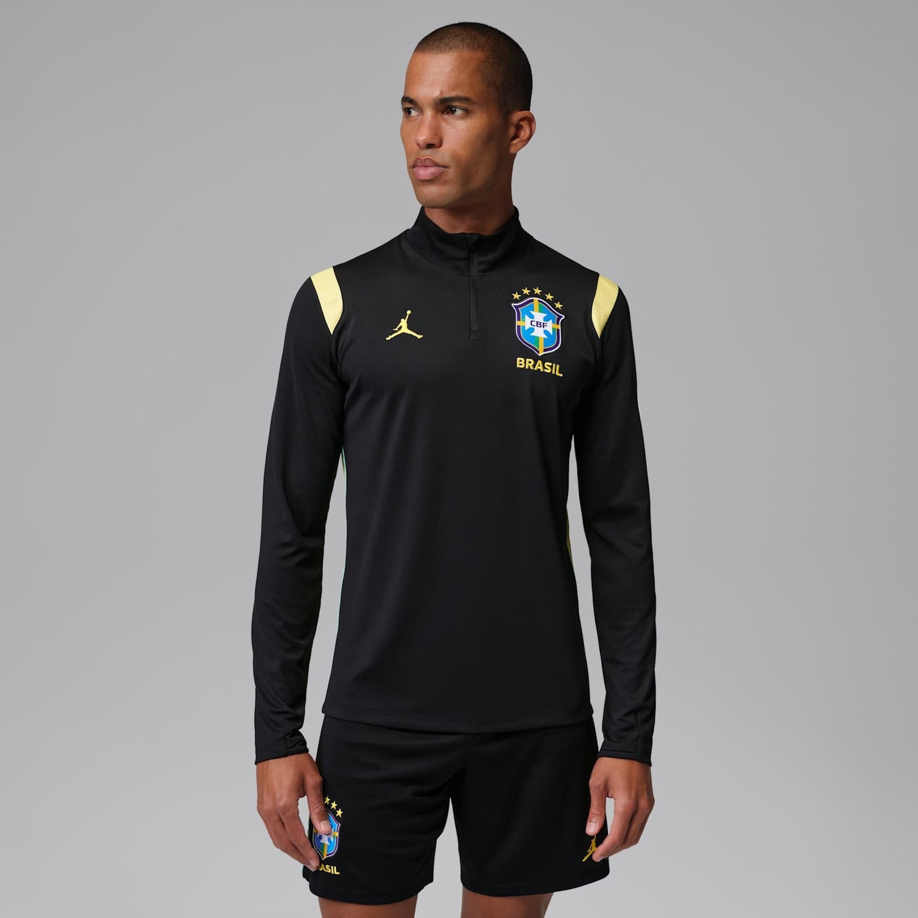 Camiseta Brasil Jordan Manga Longa Academy Pro 2026 Treino Masculina