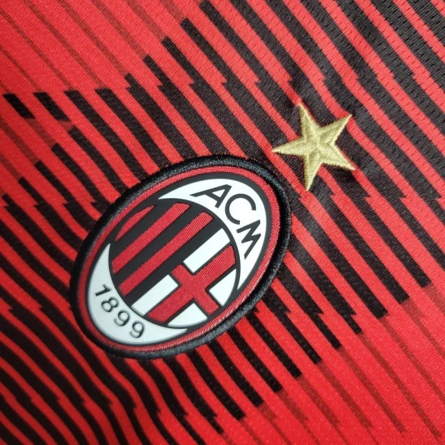 Camisa AC Milan I 23/24 manga longa - Torcedor Puma Masculina - Vermelha e preta