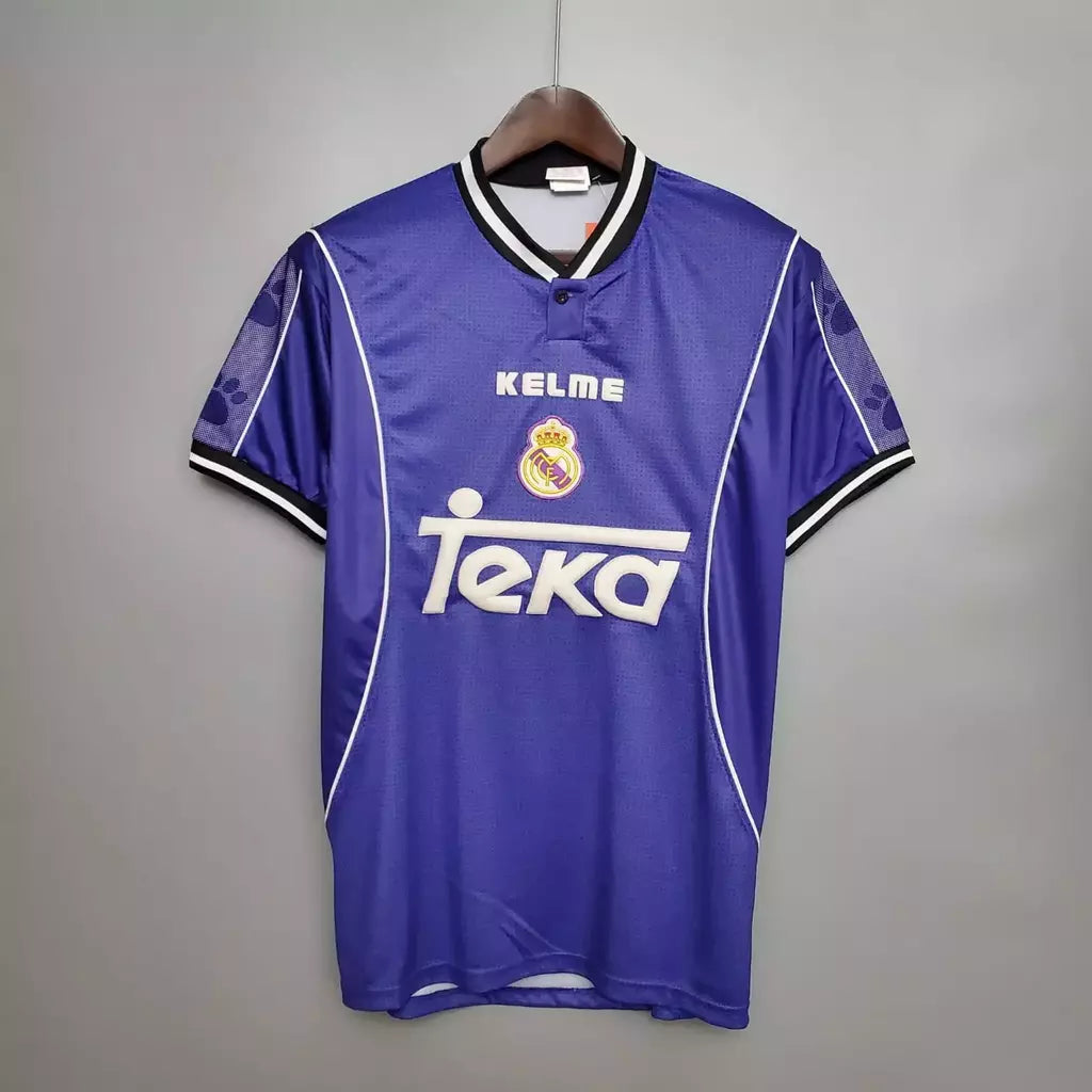 Camisa Retrô Real Madrid Away 97/98 Torcedor Kelme Masculina - Roxa (Pronta entrega)