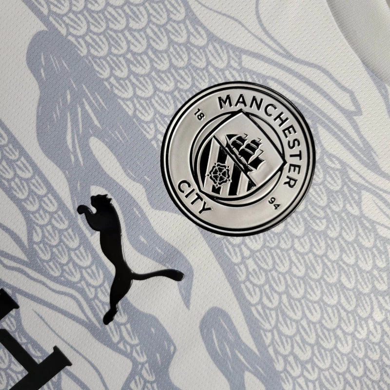 Camisa Manchester City Edição especial 24/25 manga longa - Torcedor Puma Masculina - Branca com detalhes em cinza