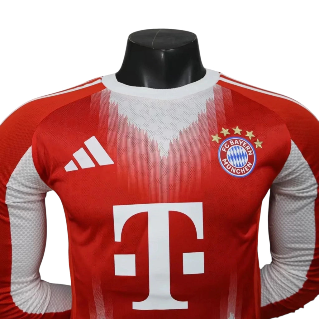 Camisa Bayern de Munique I 25/26 manga longa - Jogador Adidas Masculina - Vermelha com detalhes em branco