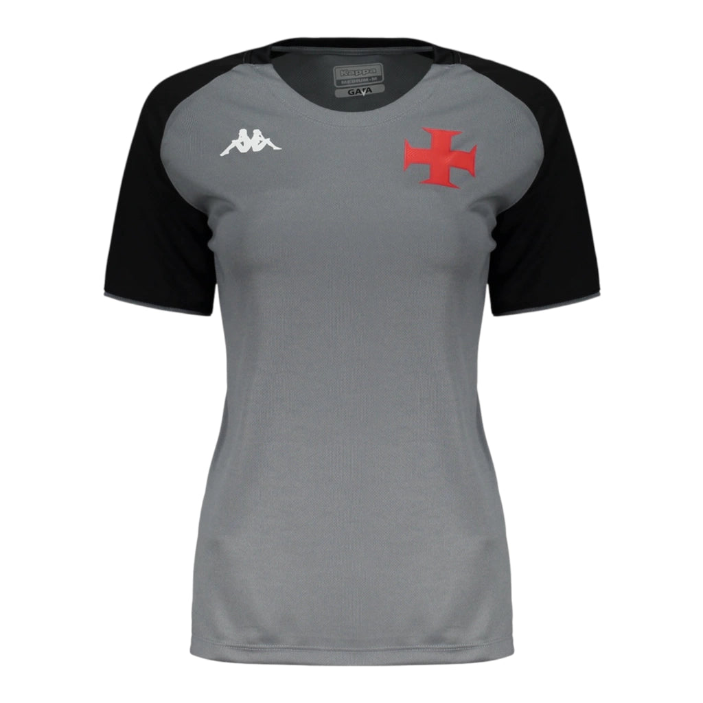 Camisa Vasco da Gama Treino 25/26 - Torcedor Kappa Feminina - Cinza e preta