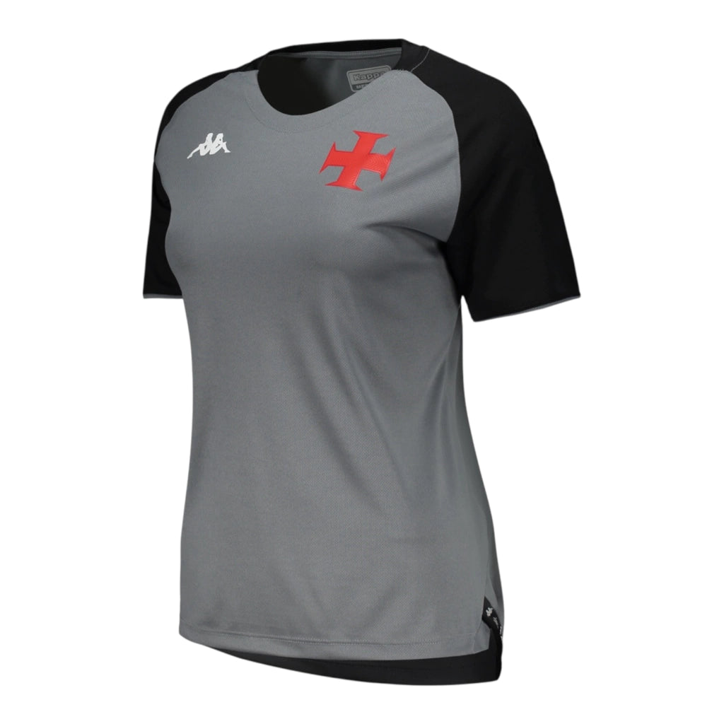 Camisa Vasco da Gama Treino 25/26 - Torcedor Kappa Feminina - Cinza e preta