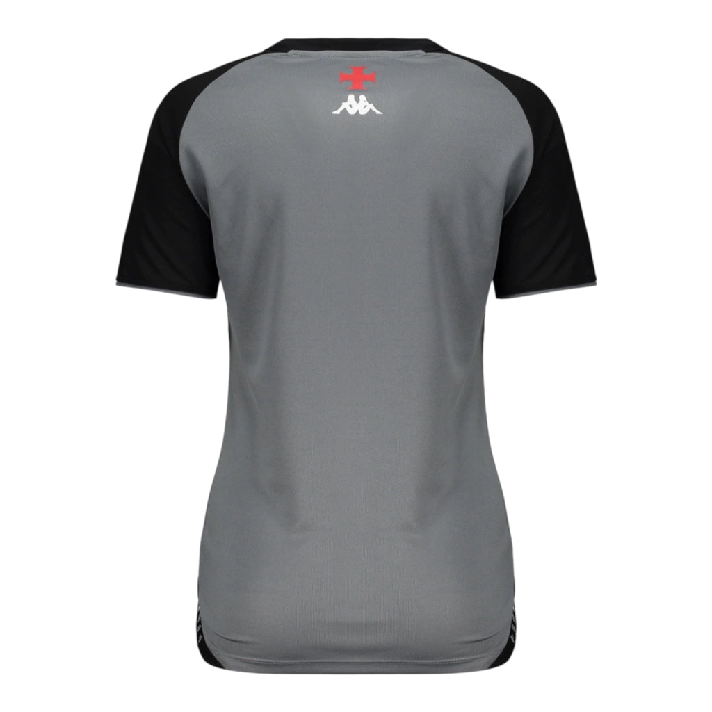 Camisa Vasco da Gama Treino 25/26 - Torcedor Kappa Feminina - Cinza e preta