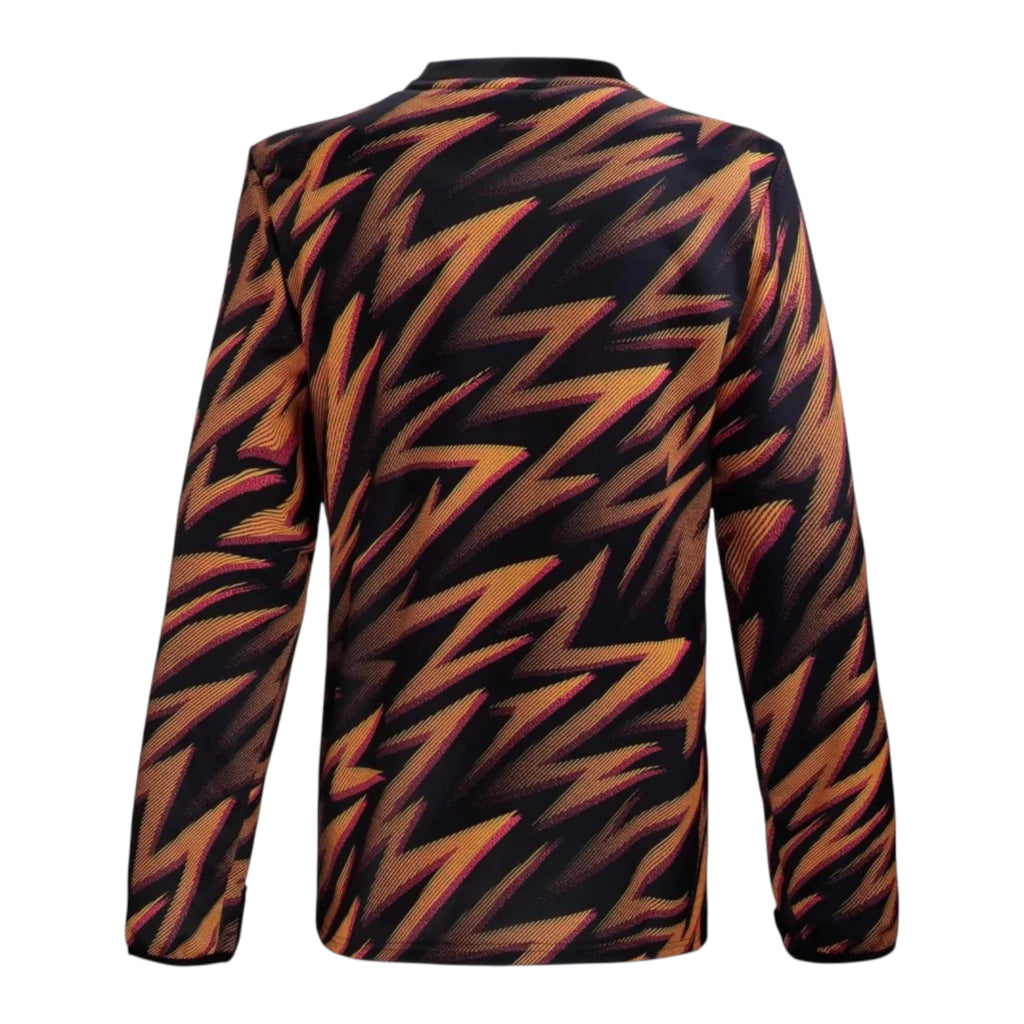 Camisa Roma Pré-jogo 25/26 manga longa - Torcedor Adidas Masculina - Preta com detalhes em laranja