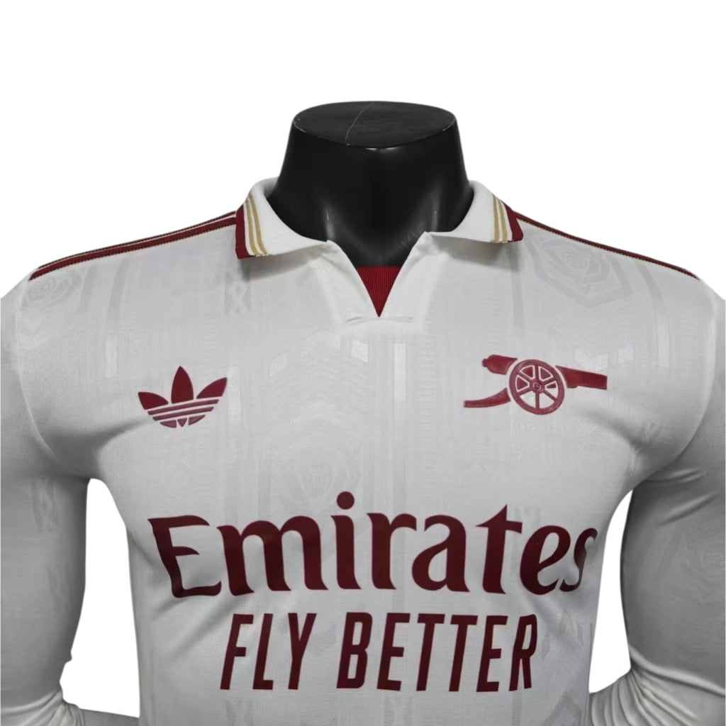 Camisa Arsenal III 25/26 manga longa - Jogador Adidas Masculina - Branca com detalhes em vinho