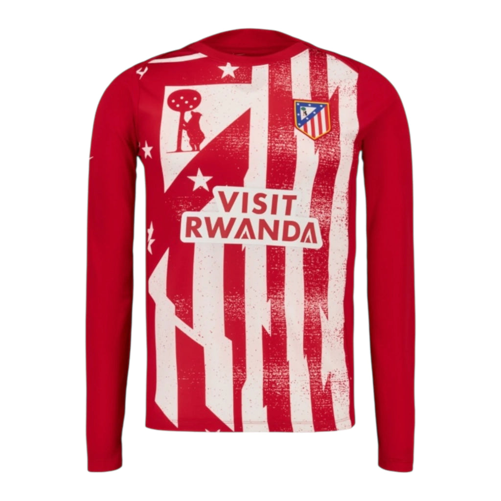 Camisa Atlético de Madrid Pré-jogo I 25/26 manga longa - Torcedor Nike Masculina - Vermelha e branca