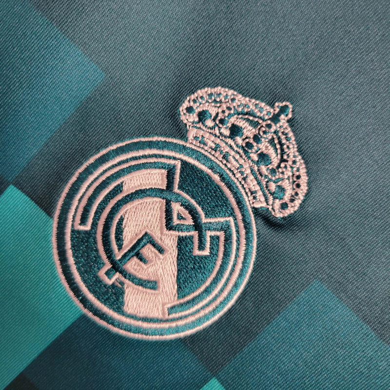 Camisa Retrô Real Madrid I 2017/2018 manga longa - Adidas Masculina - Verde com detalhes em azul