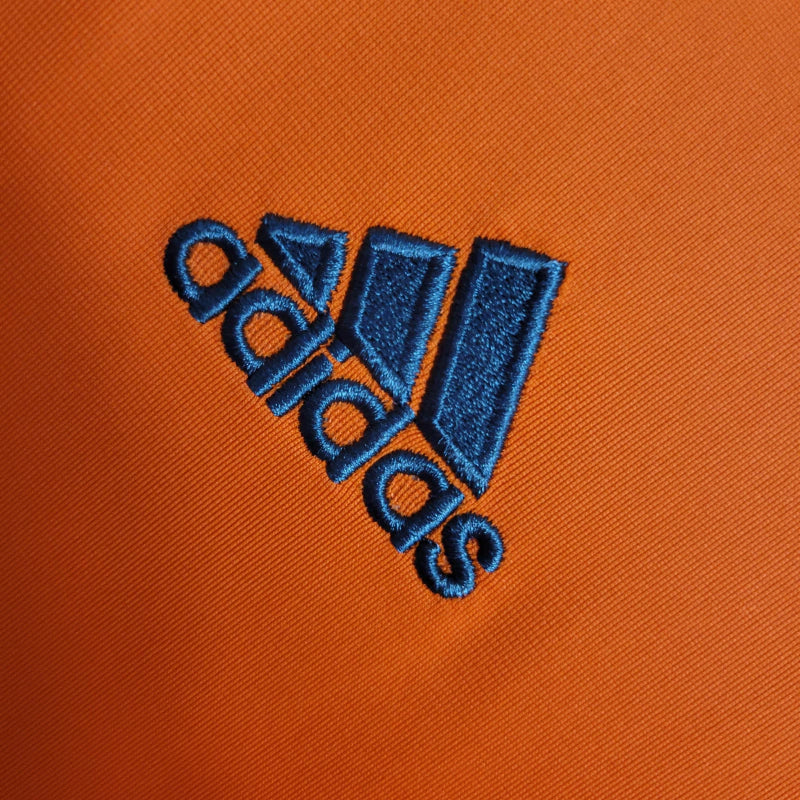 Camisa Retrô Real Madrid II 13/14 manga longa - Masculina Adidas - Laranja com detalhes em cinza