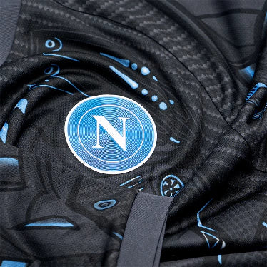 Camisa Napoli Treino 25/26 - Torcedor EA7 Masculina - Cinza com detalhes em azul