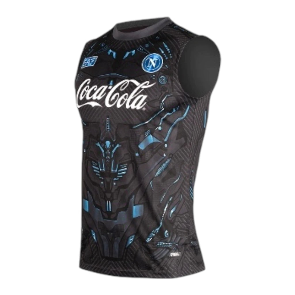 Camisa Regata Napoli Treino 25/26 - Torcedor EA7 Masculina - Cinza com detalhes em azul