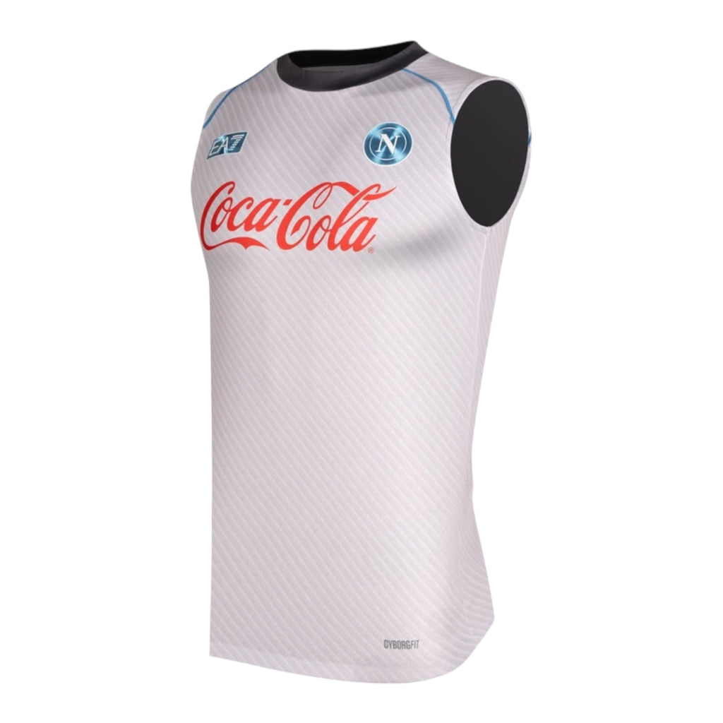 Camisa Regata Napoli Treino 25/26 - Torcedor EA7 Masculina - Branca e cinza