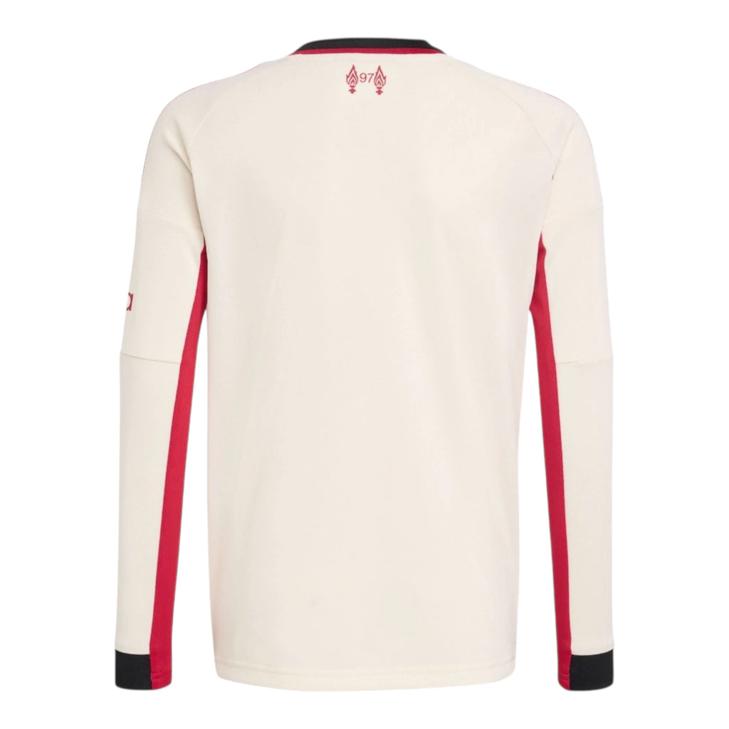 Camisa Liverpool II 25/26 manga longa - Torcedor Adidas Masculina - Bege com detalhes em vermelho e preto