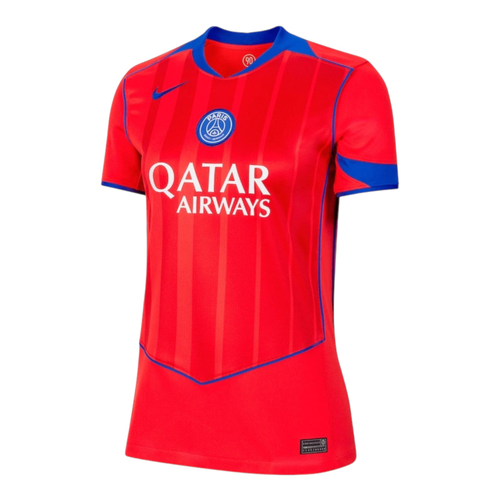 Camisa Paris Saint-Germain III 25/26 - Torcedor Nike Feminina - Vermelha e azul