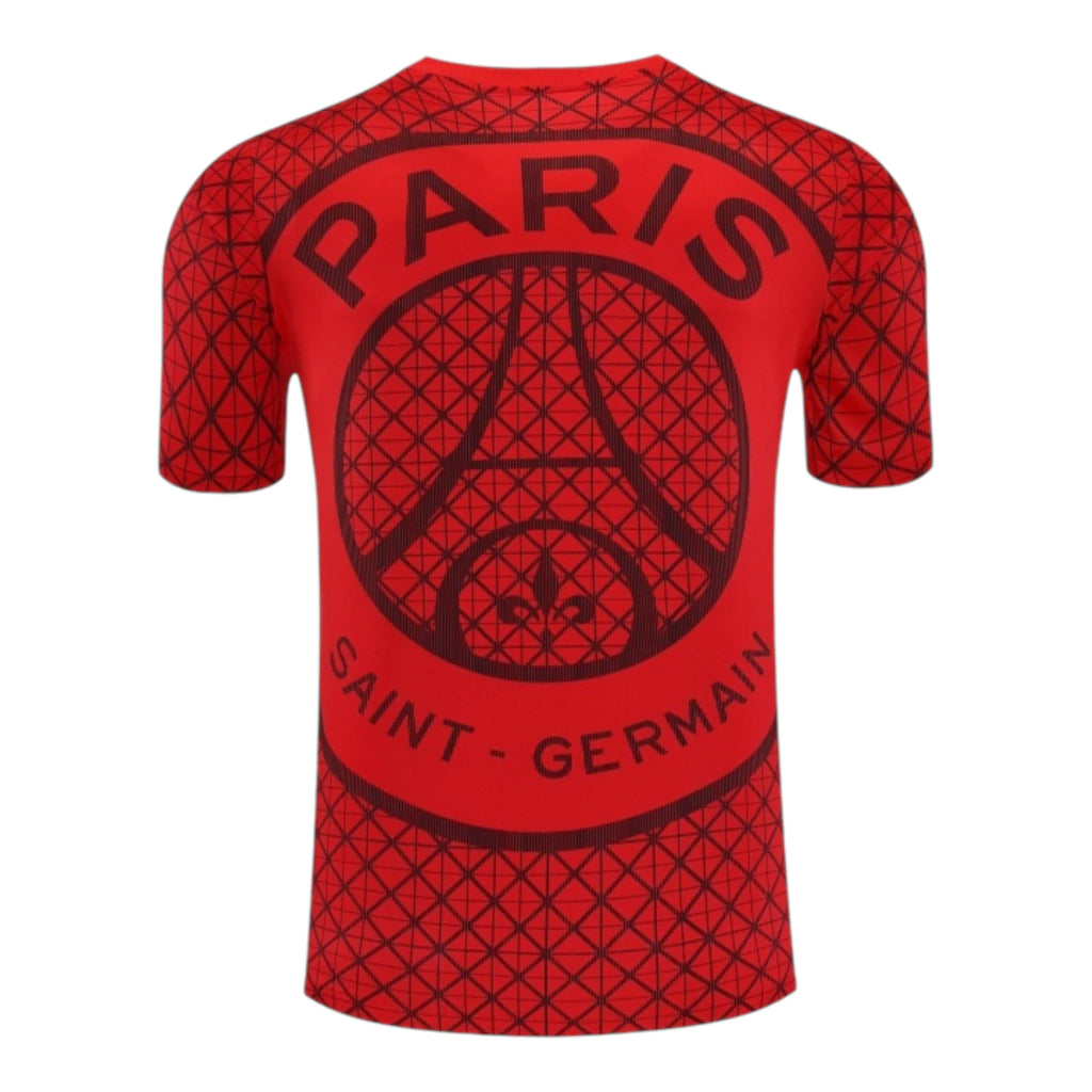Camisa Paris Saint-German Pré-jogo 25/26 - Torcedor Nike Masculina - Vermelha com detalhes em azul