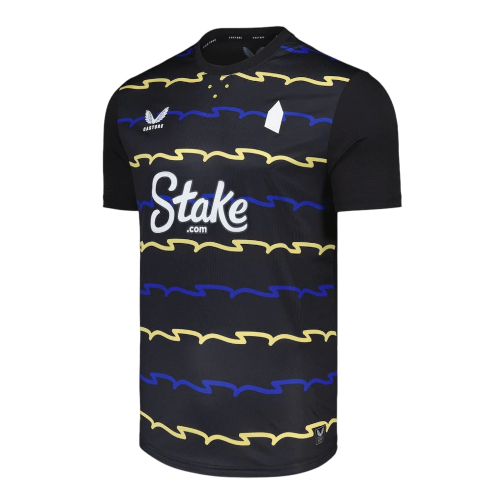 Camisa Everton III 25/26 - Torcedor Castore Masculina - Preta com detalhes em azul e amarelo