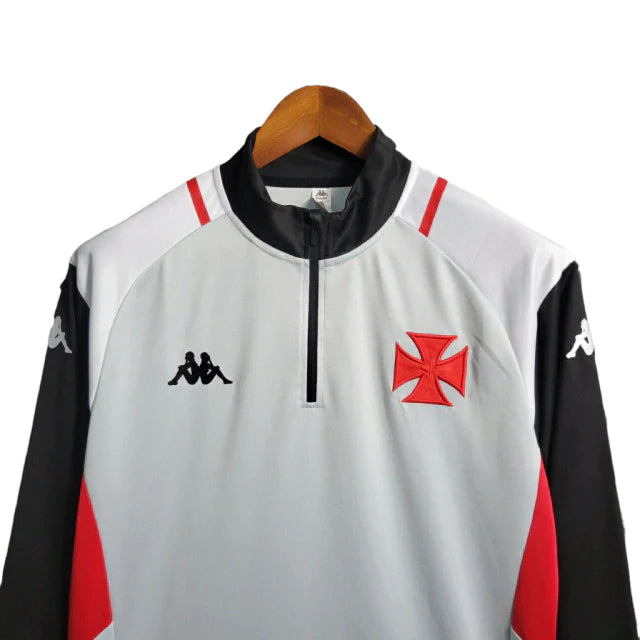 Camiseta Vasco da Gama Manga Longa Branca 23/24 - Branca com as mangas pretas e detalhes em vermelho