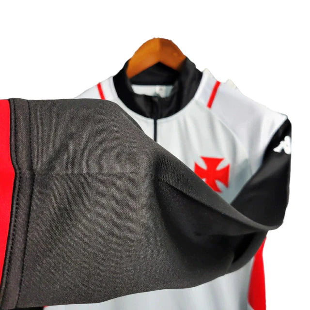 Camiseta Vasco da Gama Manga Longa Branca 23/24 - Branca com as mangas pretas e detalhes em vermelho