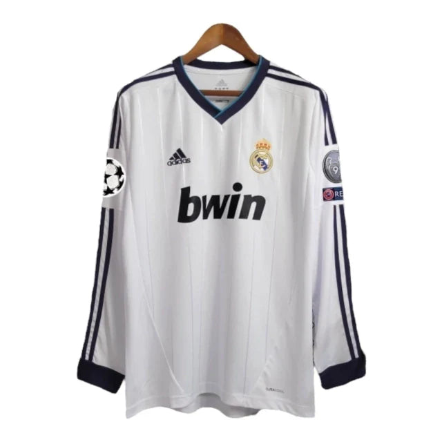 Camisa Retrô Real Madrid I 2012/2013 manga longa - Adidas Masculina - Branca com detalhes em azul