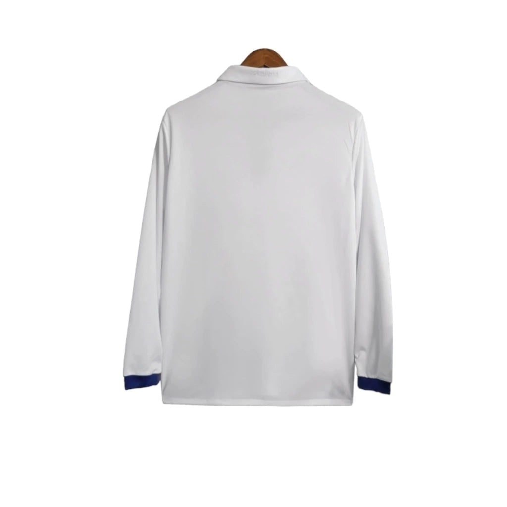 Camisa Retrô Real Madrid I 16/17 manga longa - Masculina Adidas - Branca com detalhes em azul
