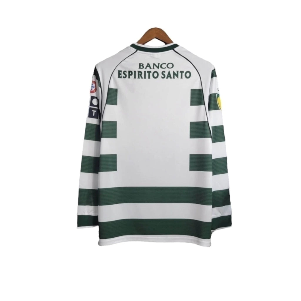 Camisa Retrô Sporting Lisboa I 2001/2003 manga longa - Reebok Masculina - Branca com detalhes em verde