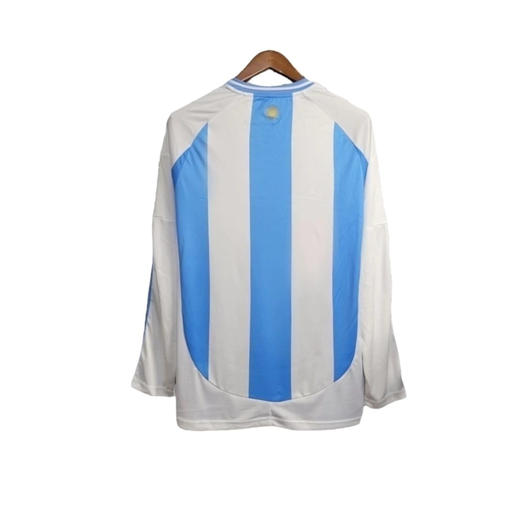 Camisa Seleção da Argentina I 24/25 manga longa - Torcedor Adidas Masculina - Azul e branca com detalhes em dourado