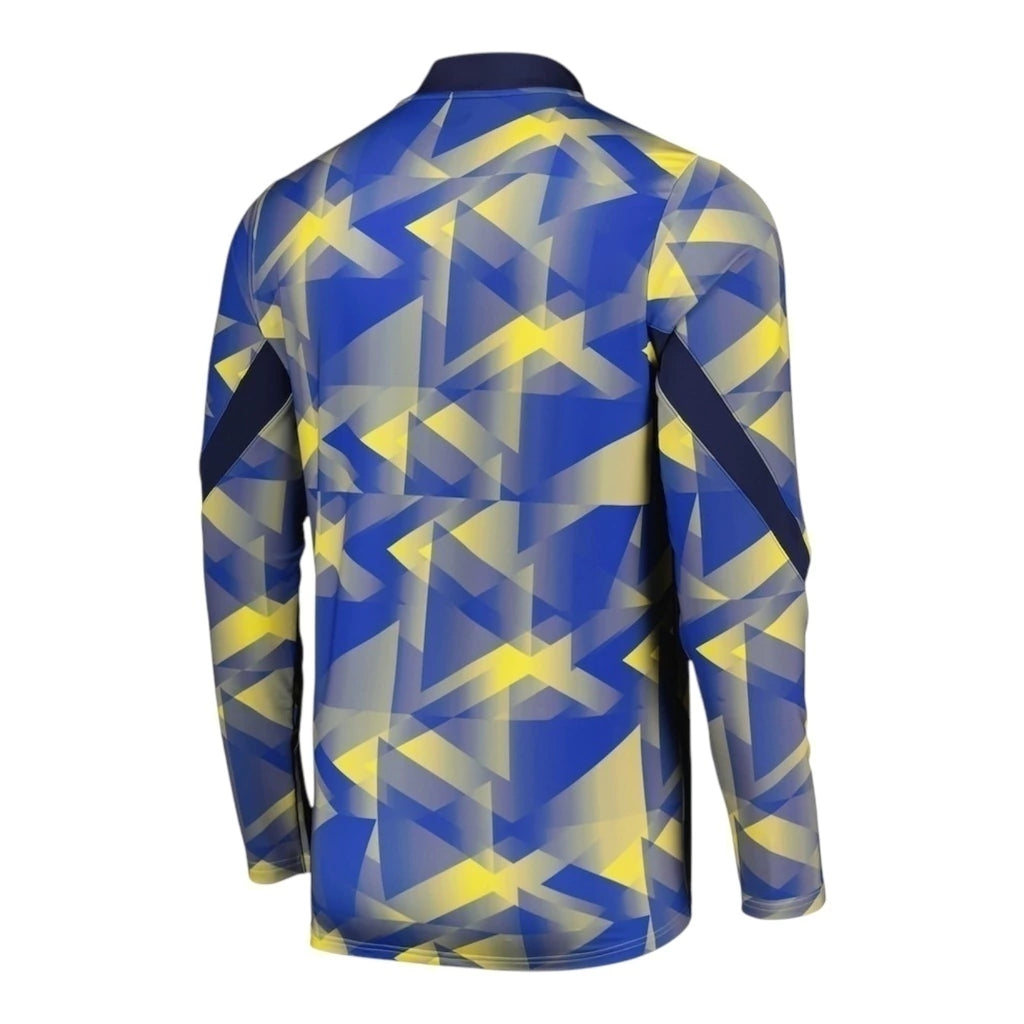 Camisa Everton Pré-jogo 24/25 manga longa - Torcedor Castore Masculina - Azul com detalhes em amarelo