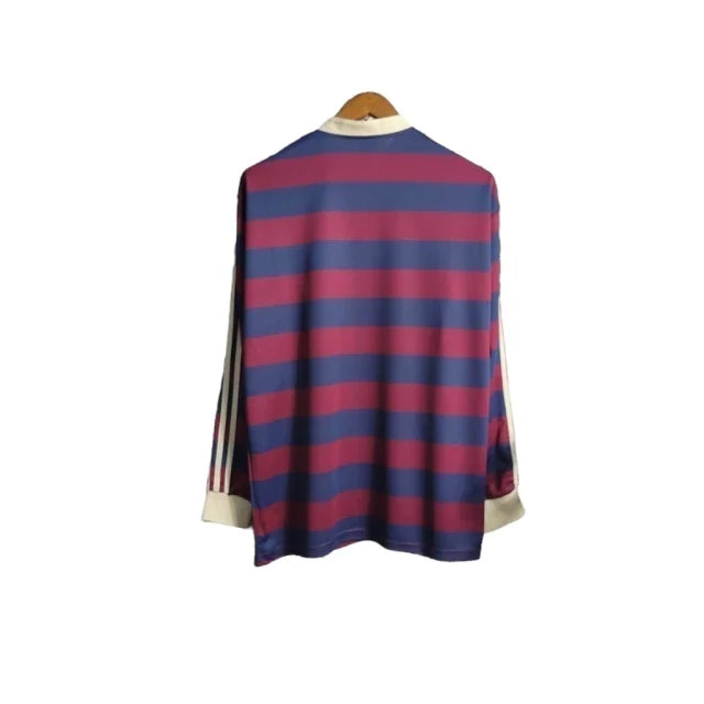Camisa Retrô Newcastle 1995/1996 manga longa - Adidas Masculina - Vinho com listras em azul e detalhes em branco