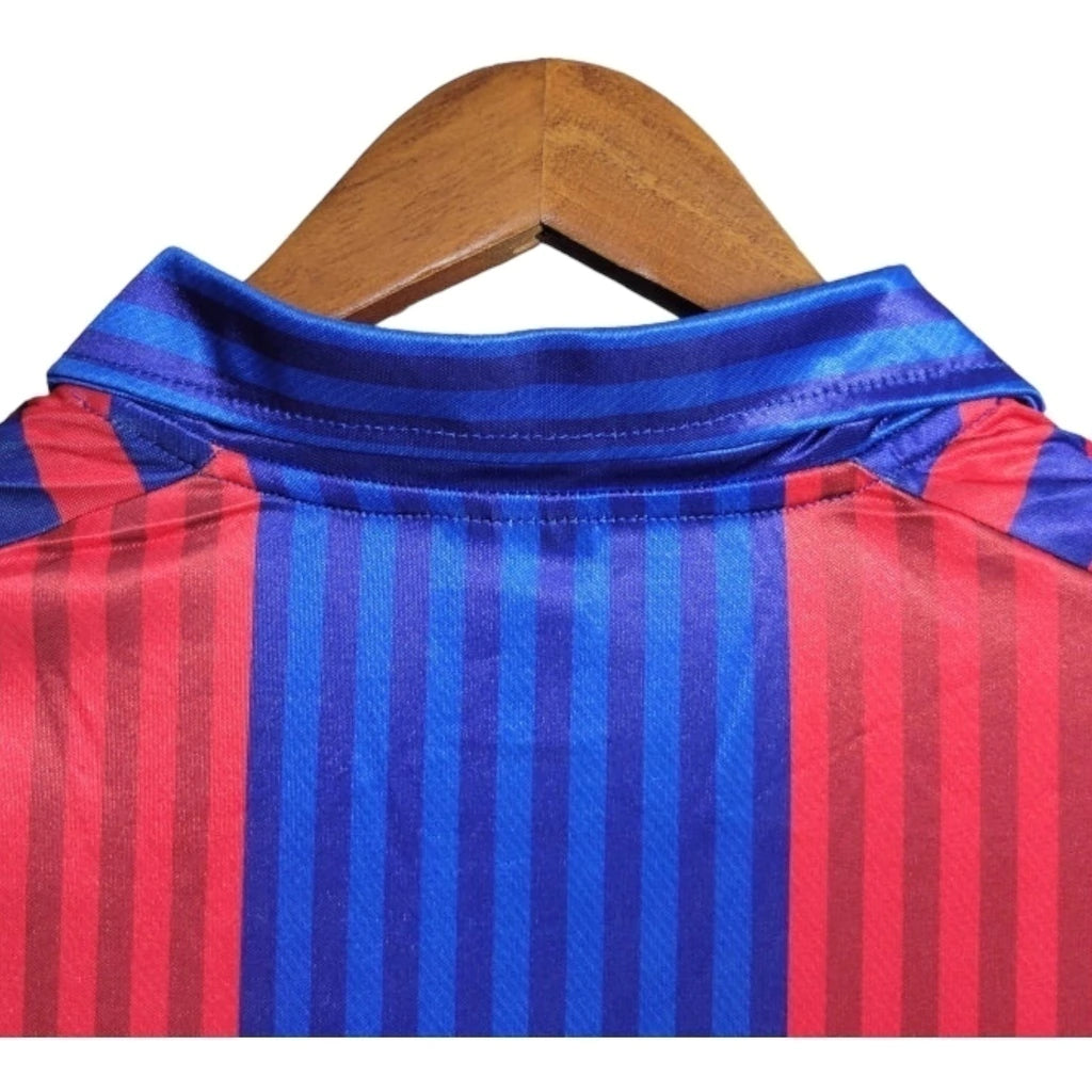 Camisa Retrô Barcelona I 1992 manga longa - Masculina Meyba - Azul e vermelha
