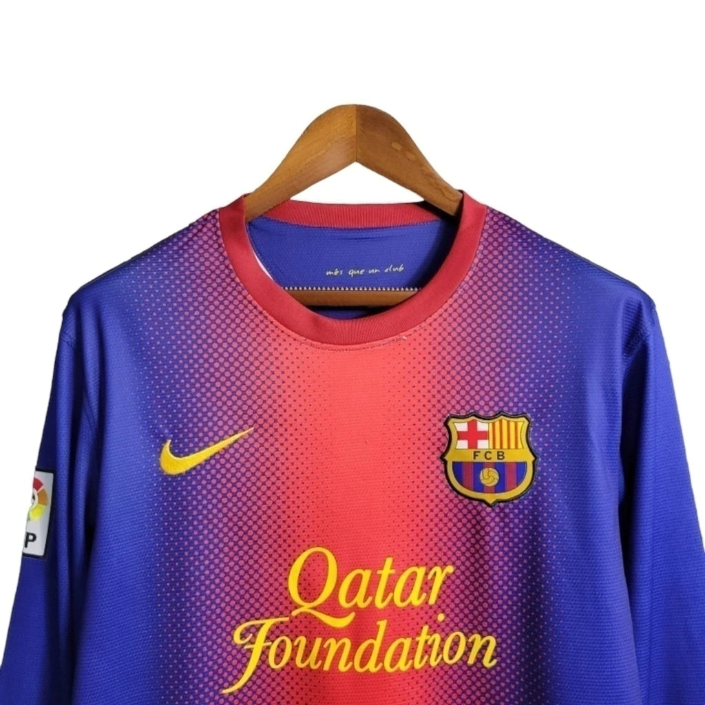 Camisa Retrô Barcelona I 12/13 manga longa - Masculina Nike - Azul com detalhes em vermelho