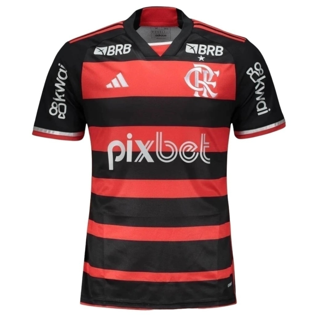 Camisa Flamengo I 24/25 - Torcedor Adidas Masculina - Preta e vermelha com Patrocínio - (Pronta entrega)