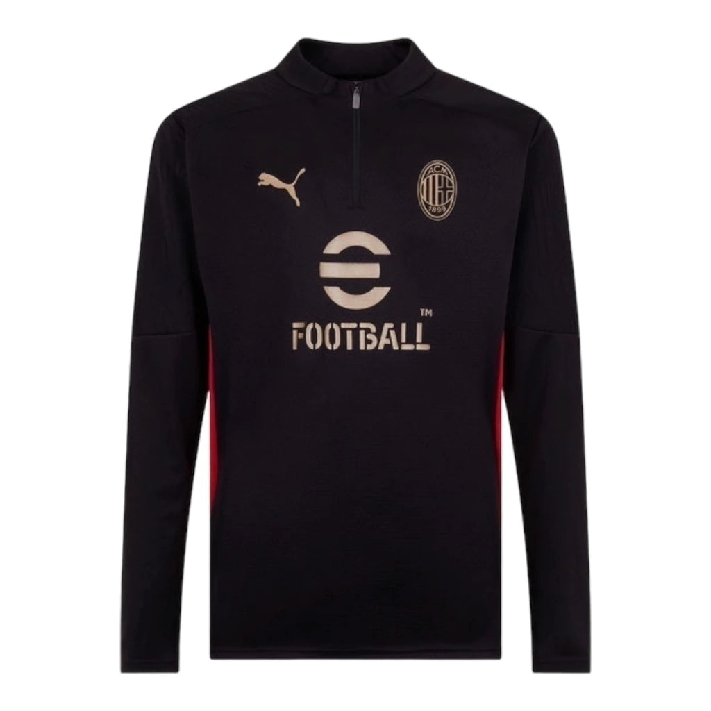 Camisa AC Milan Treino 24/25 manga longa - Torcedor Puma Masculina - Preta com detalhes em vermelho