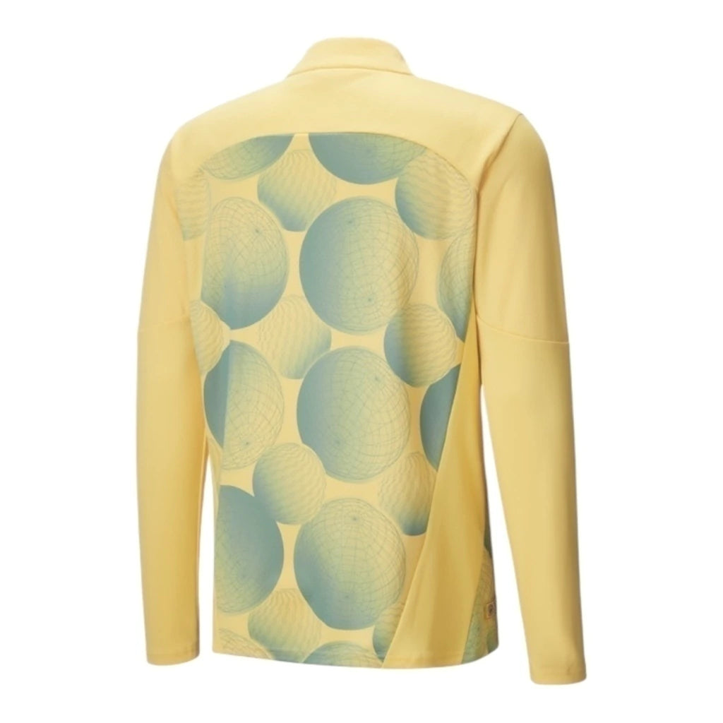 Camisa Manchester City Pré-jogo Fourth 24/25 manga longa - Torcedor Puma Masculina - Amarela com detalhes em cinza