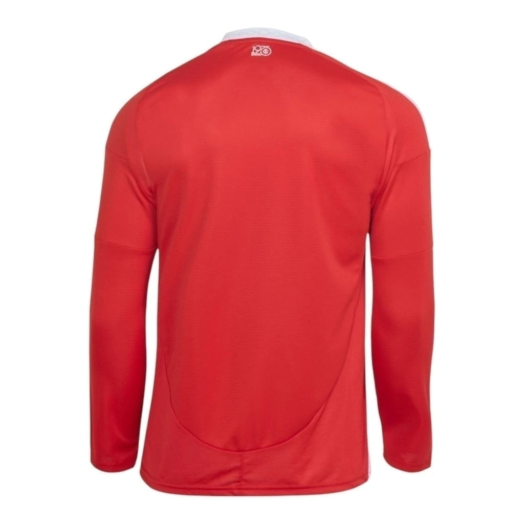 Camisa Internacional I 25/26 manga longa - Torcedor Adidas Masculina - Vermelha com detalhes em branco