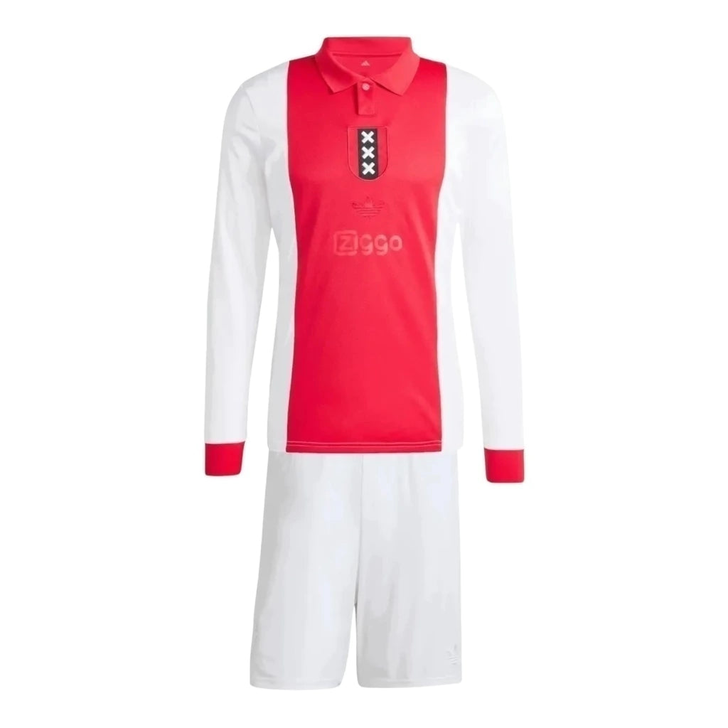 Kit infantil Ajax Edição Aniversário 125 anos 25/26 manga longa - Adidas - Branco e vermelho