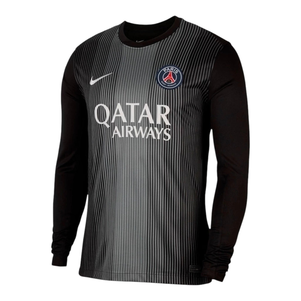 Camisa Paris Saint-Germain Goleiro 25/26 - Torcedor Nike Masculina - Preta com detalhes em branco