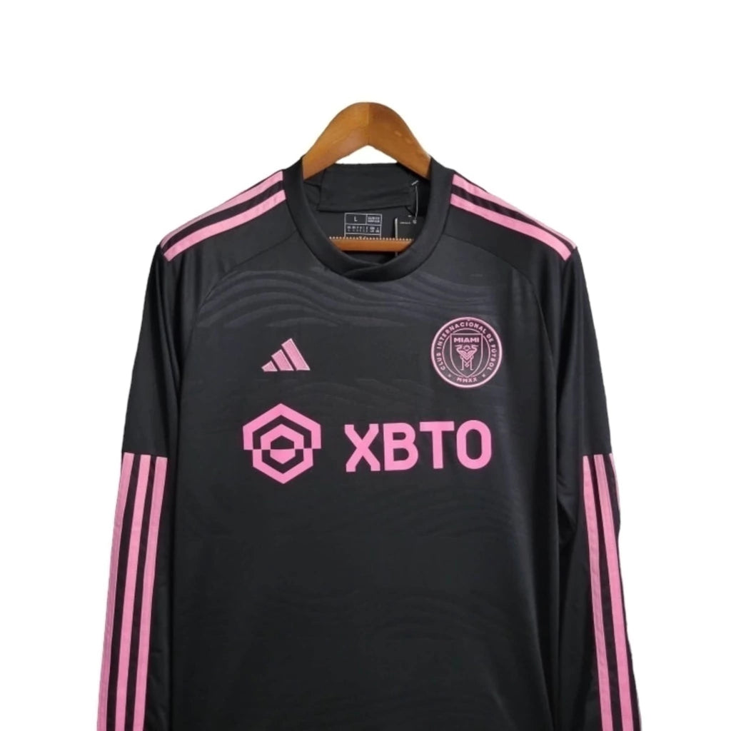 Camisa Inter Miami II 23/24 manga longa - Torcedor Adidas Masculina - Preta com detalhes em rosa