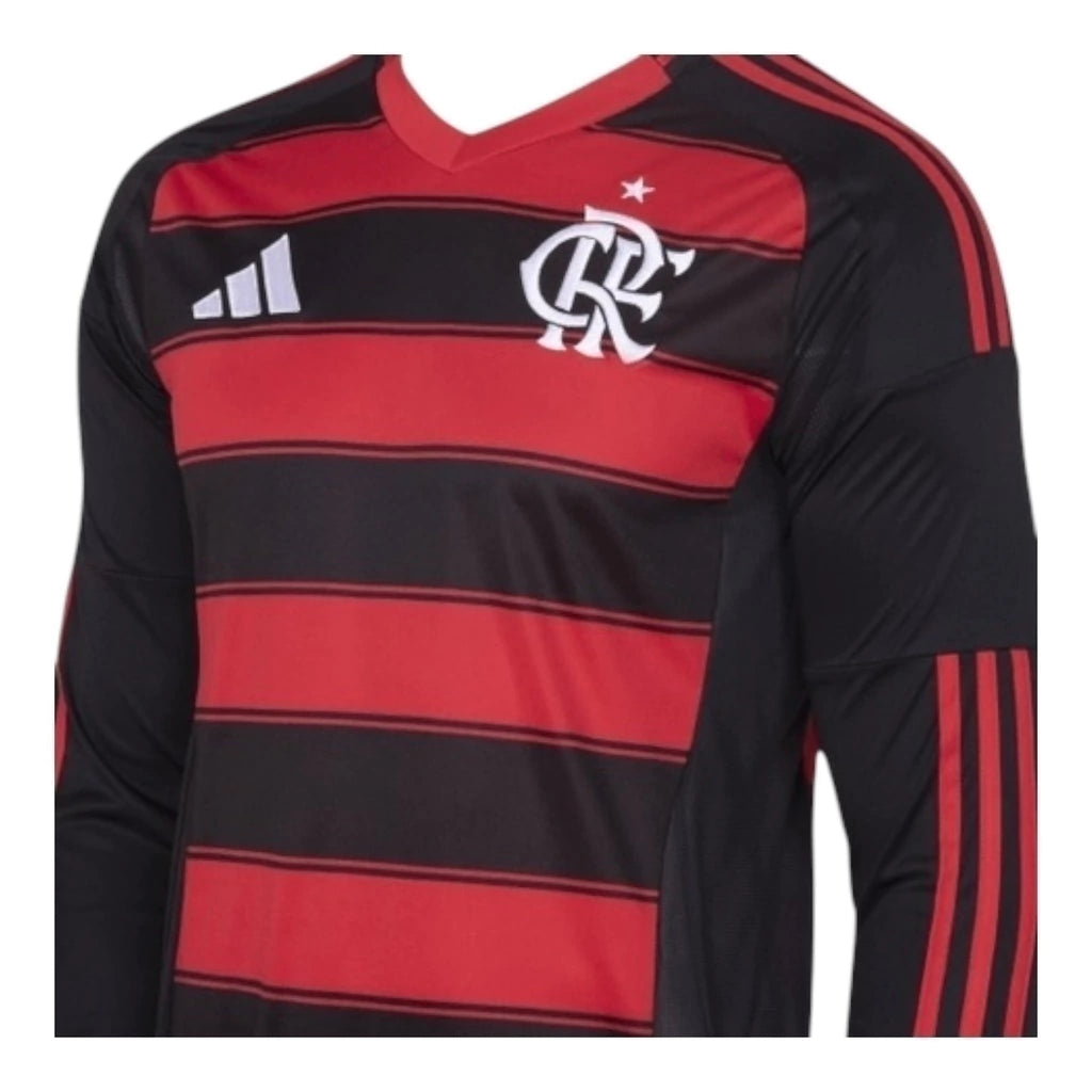 Camisa Flamengo I 25/26 manga longa - Torcedor Adidas Masculina - Vermelha e preta