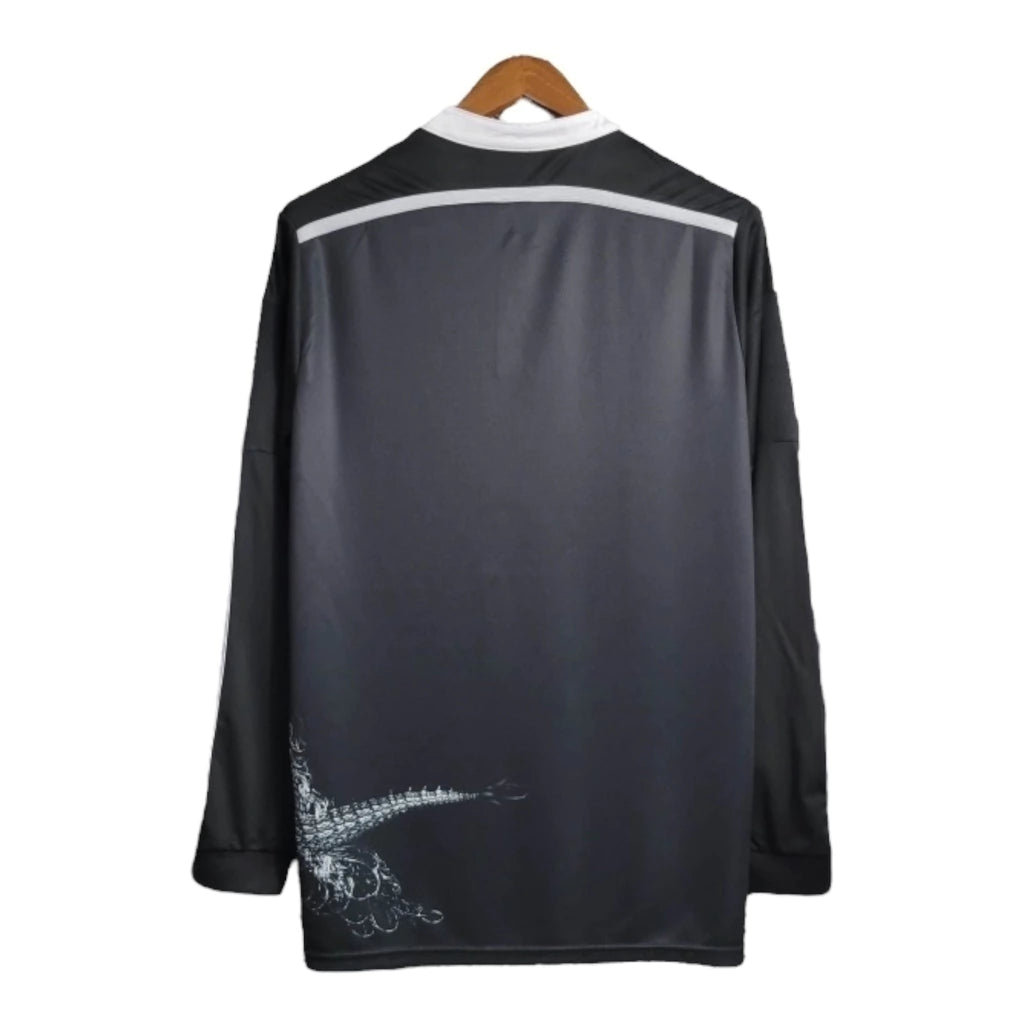 Camisa Retrô Real Madrid 2014 manga longa - Masculina Adidas - Preta com detalhes em branco