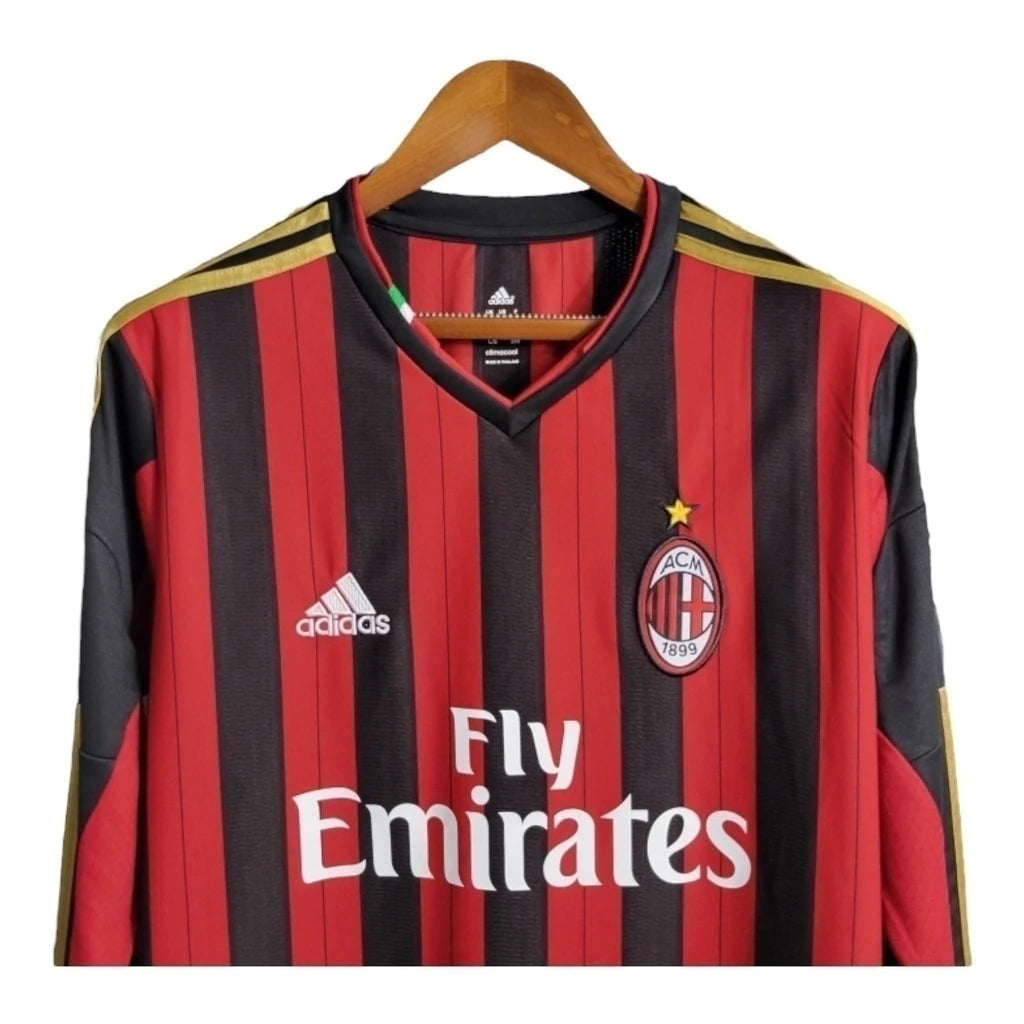Camisa Retrô AC Milan 2013/2014 manga longa - Masculina Adidas - Preta e vermelha com detalhes em dourado