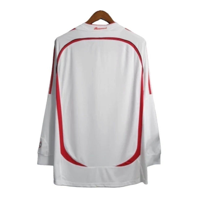 Camisa Retrô AC Milan 2006/2007 manga longa - Masculina Adidas - Branca com detalhes em preto e vermelho