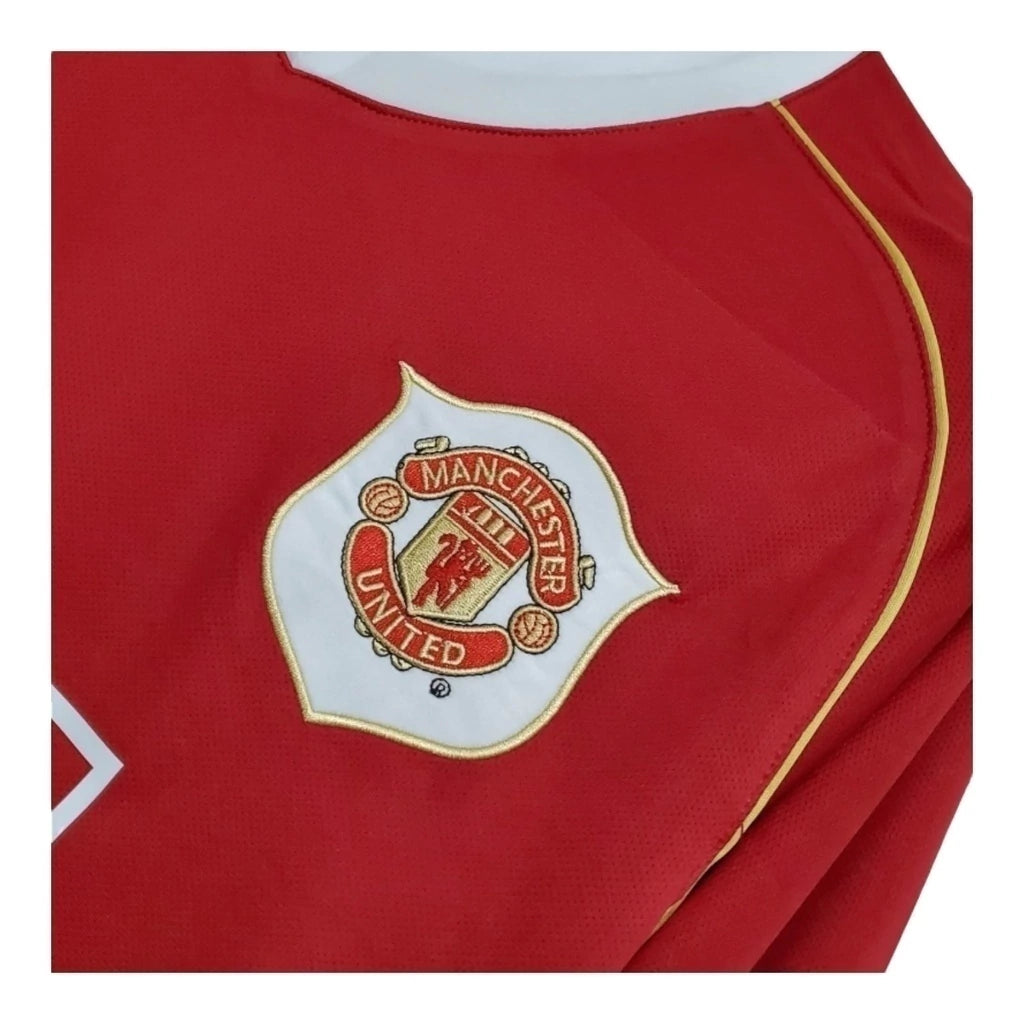 Camisa Retrô Manchester United I 2006/2007 manga longa - Nike Masculina - Vermelha com detalhes em amarelo e branco