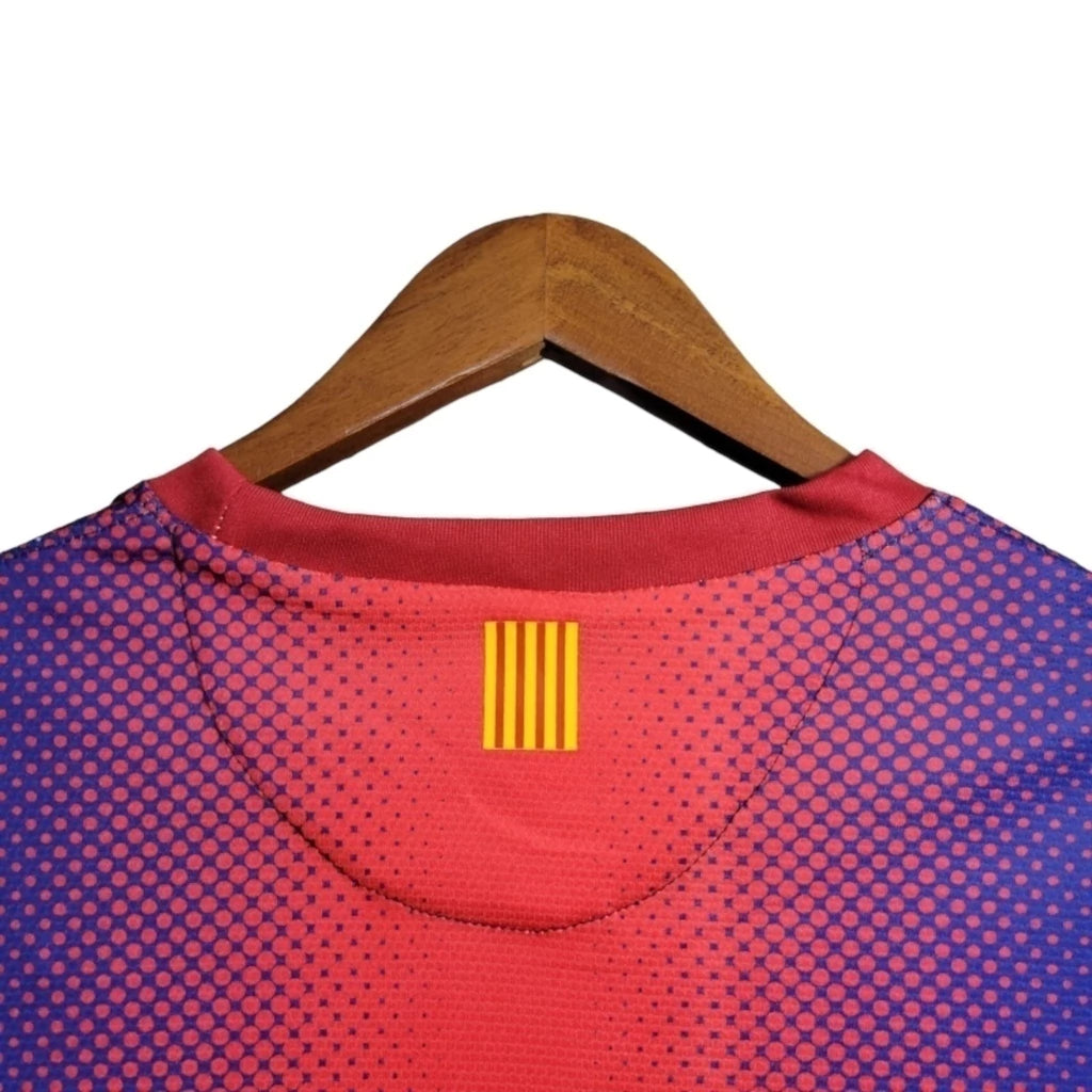 Camisa Retrô Barcelona I 12/13 manga longa - Masculina Nike - Azul com detalhes em vermelho