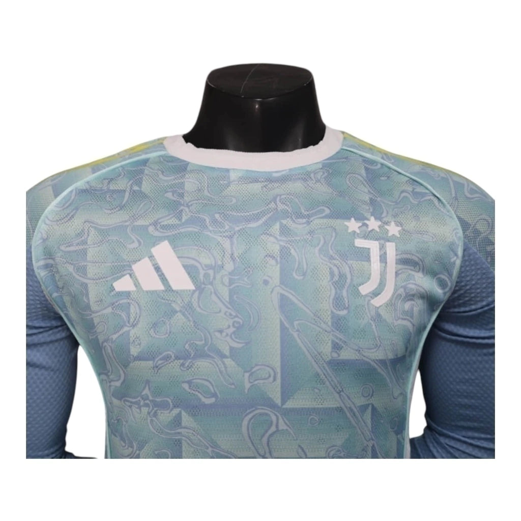 Camisa Juventus II 25/26 manga longa - Jogador Adidas Masculina - Azul com detalhes em branco e amarelo