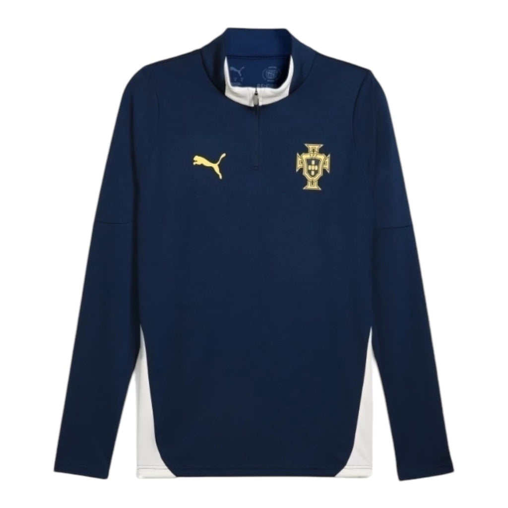 Camisa Seleção Portugal Treino 25/26 manga longa - Torcedor Puma Masculina - Azul com detalhes em branco