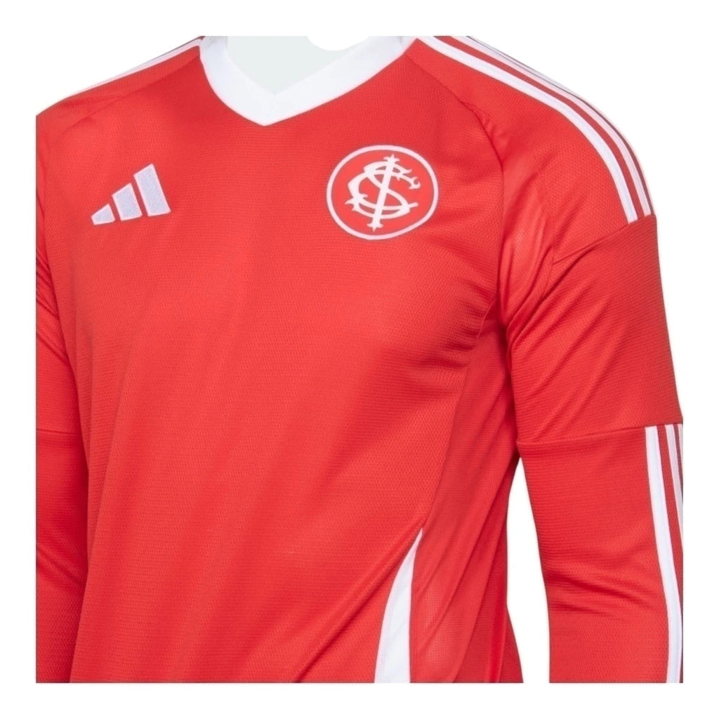 Camisa Internacional I 25/26 manga longa - Torcedor Adidas Masculina - Vermelha com detalhes em branco