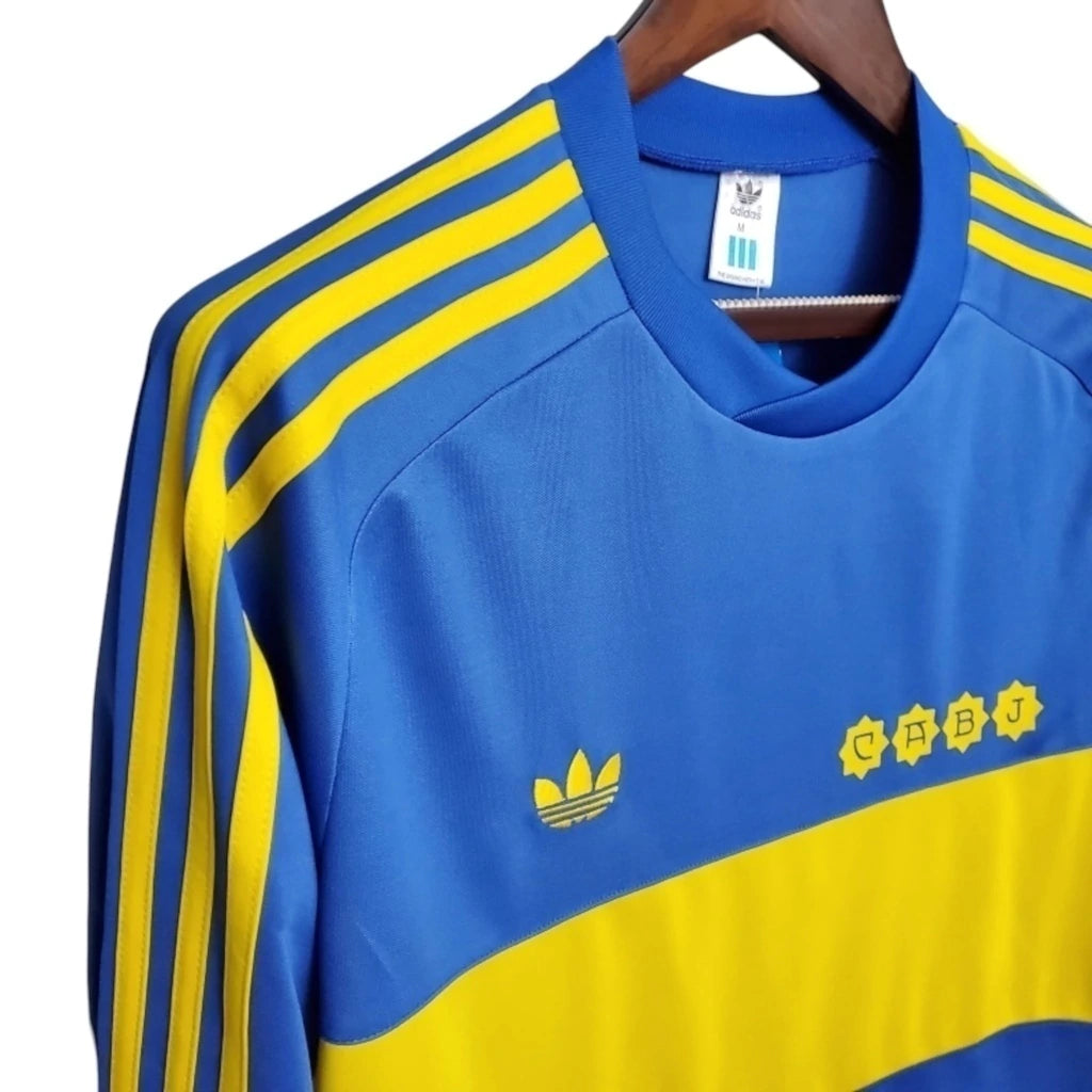 Camisa Retrô Boca Juniors I 1981 manga longa - Adidas Masculina - Azul com detalhes em amarelo