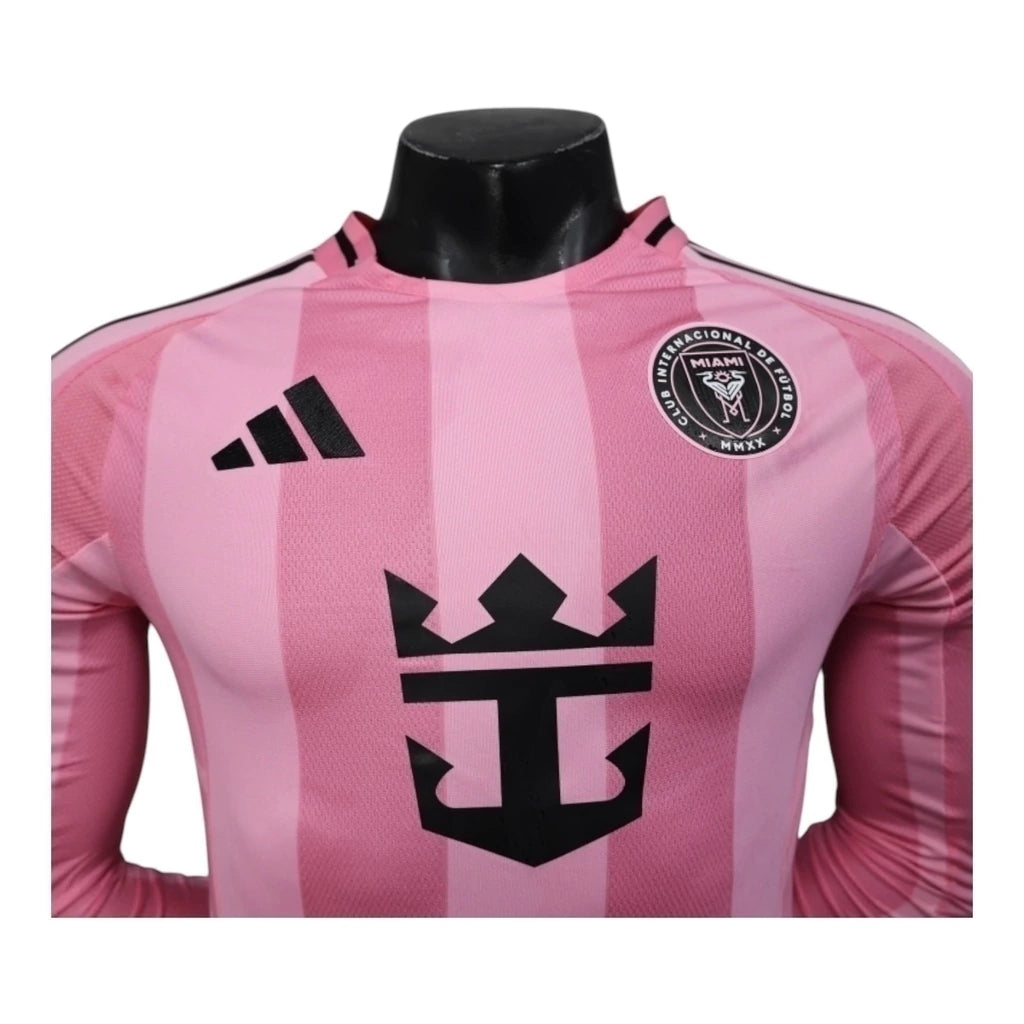 Camisa Inter Miami I 25/26 manga longa - Jogador Adidas Masculina - Rosa com detalhes em preto