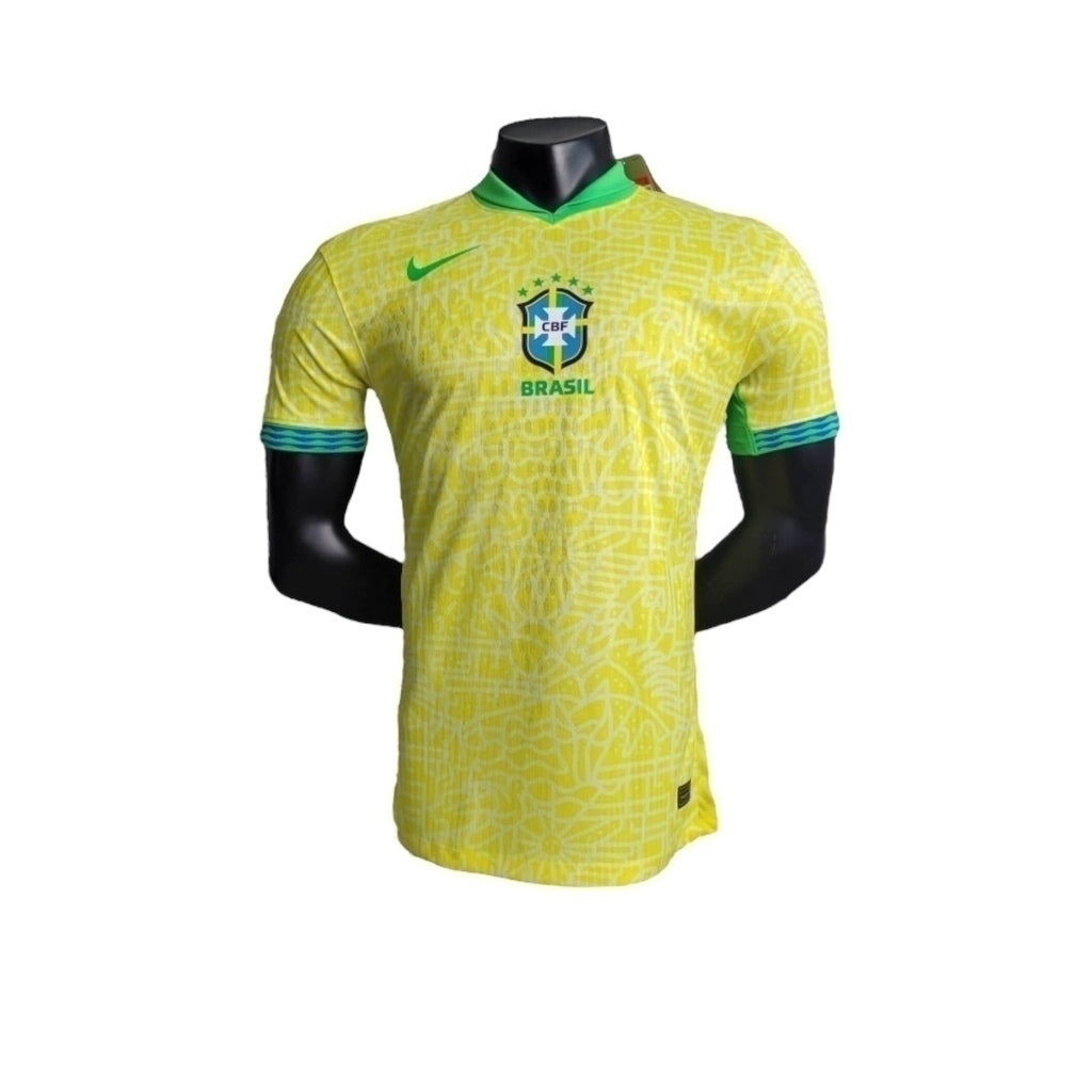 Camisa Seleção Brasileira I 24/25 - Jogador Nike Masculina - Amarela com detalhes em verde - (Pronta entrega)