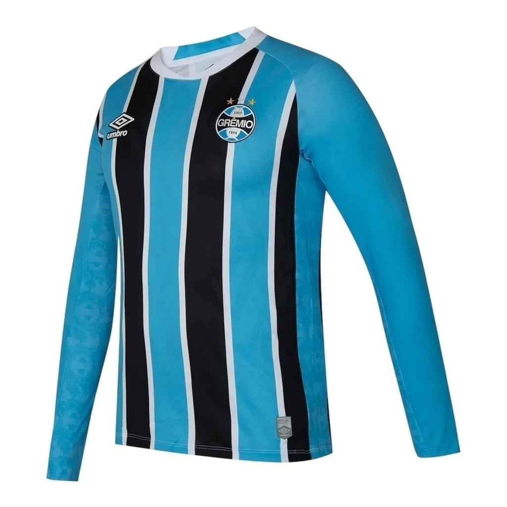 Camisa Grêmio I 25/26 manga longa - Torcedor Umbro Masculina - Azul e preta